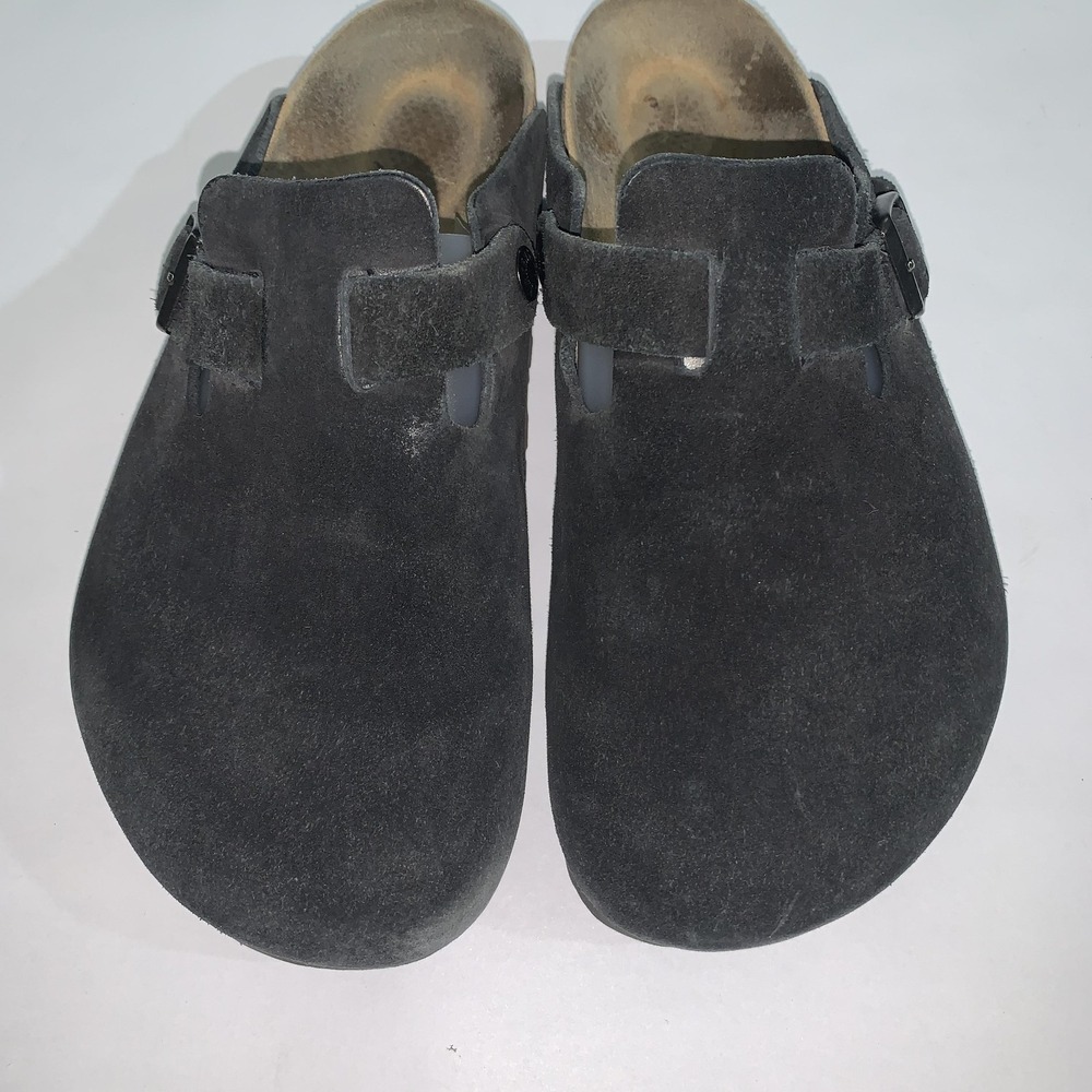 Birkenstock Clog Shoes Womens Size 8 Black Suede Boston Slip On Comfort Casual - Picture 6 of 13